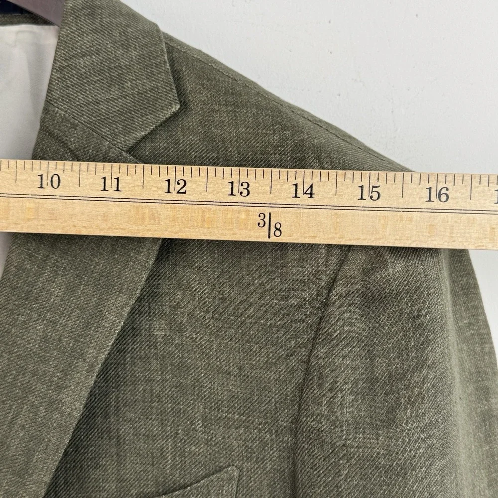 Suitsupply Havana Linen Suit Men's 36R Olive Green Slim 2 Piece Solbiati